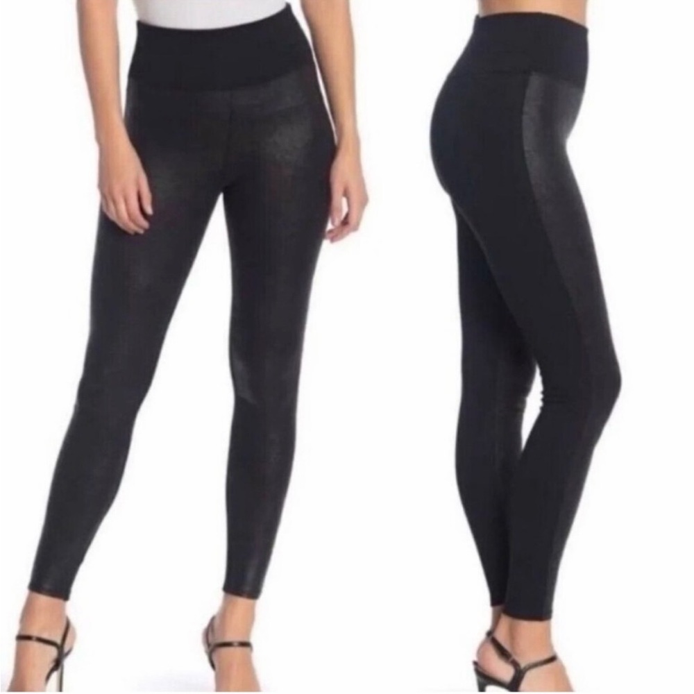 Red Hot Spanx Slim Black Leggings Faux Leather Front